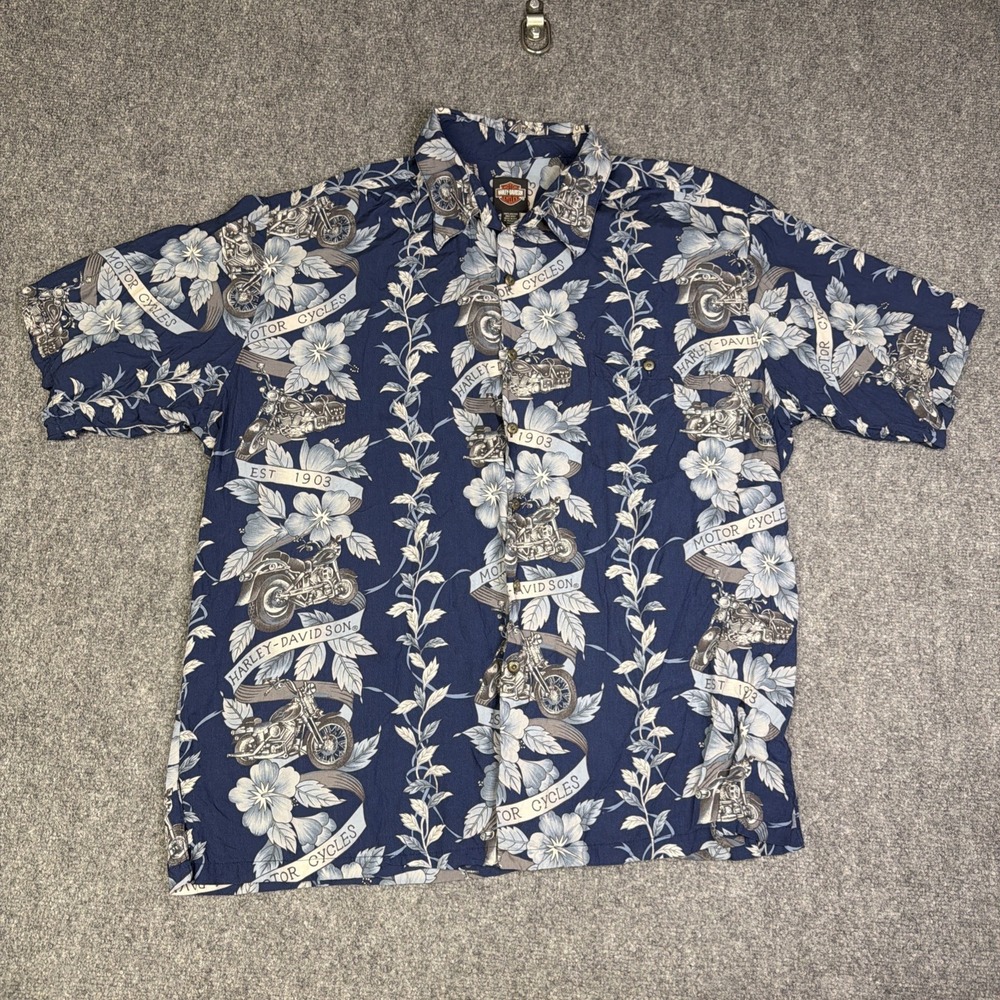Men's Harley Davidson X Tori Richard Button Up Hawaiian Biker Shirt Size 2XL
